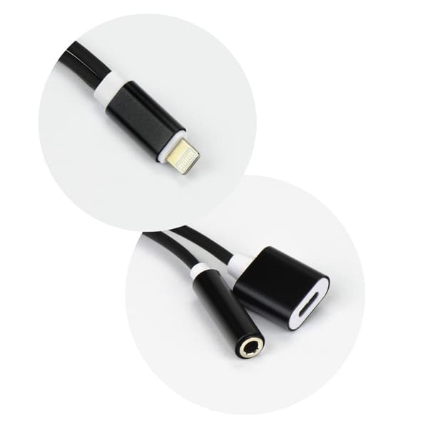 Adapter HF/audio till Lightning Jack 3.5mm - Svart