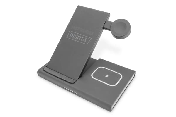 Digitus - Trådløst ladestativ - 3-i-1 - 15 watt - 2 A - QC 3.0 - svart