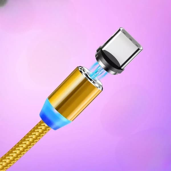 Magnetisk flettet lader for iPhone lightning nylonplugg Gull One-size