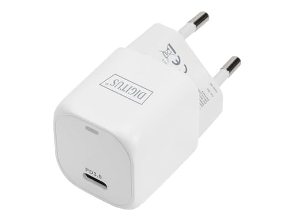 Digitus - Strømadapter - 20 watt - 3 A - PD 3.0 (24 pin USB-C) - hvit Hvit