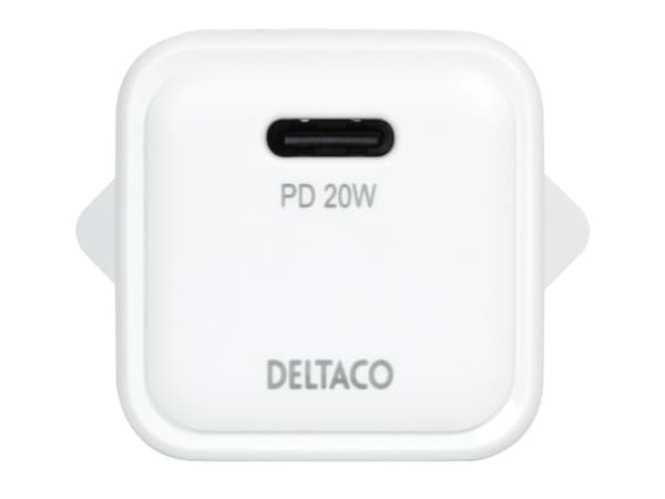 DELTACO mini - Strømadapter - 20 watt - PD (24 pin USB-C) - hvit