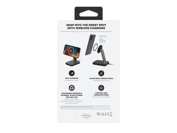 mophie snap+ - Trådløst ladestativ - 15 watt - svart - Europa (unntatt Irland)