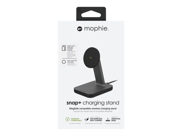 mophie snap+ - Trådløst ladestativ - 15 watt - svart - Europa (unntatt Irland)