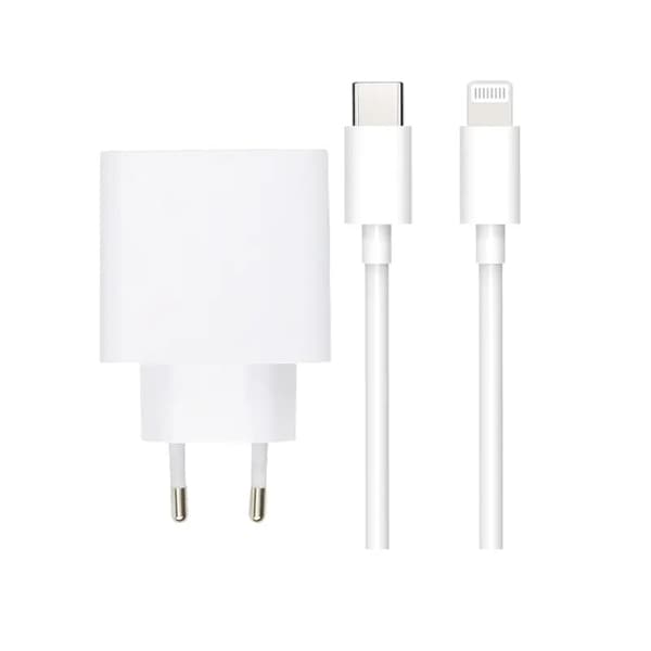 SiGN Extrem Snabbladdare Väggladdare USB-C till Lightning Kabel, 2.4A, 2m - Vit