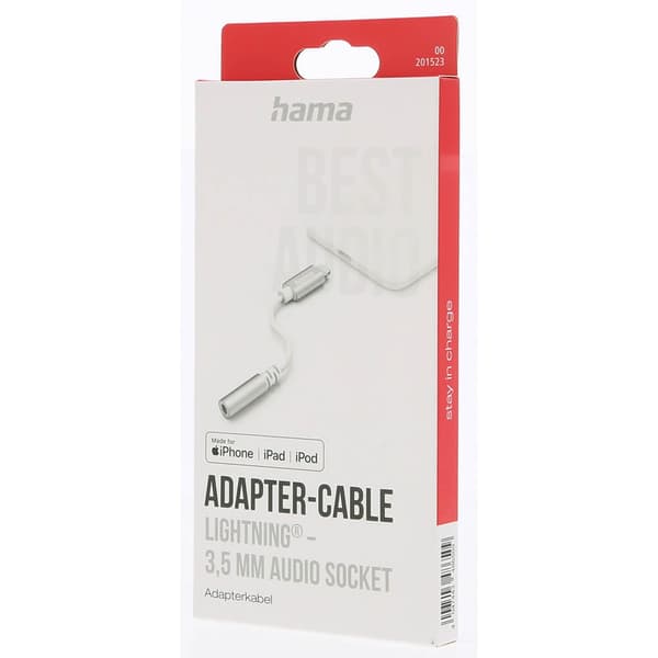 HAMA Ljudadapter Lightning till 3,5 mm - Vit