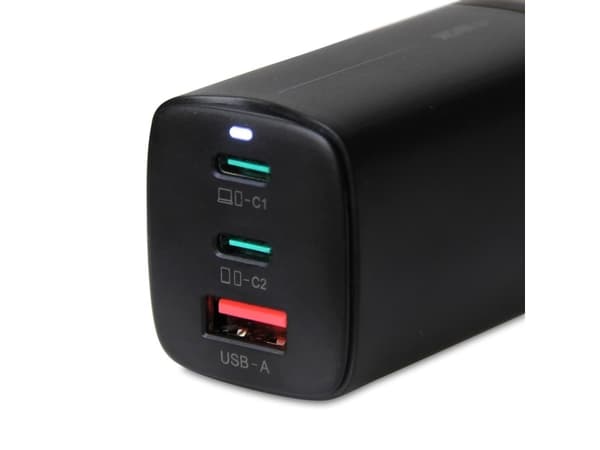 iBOX C-65 - Strømadapter - 65 watt - 5 A - PD 3.0, Apple 2.4A, Apple Fast Charge, Huawei Fast Charge, SCP, AFC, QC 3.0, QC 4.0+ - 3 utgangskontakter