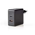 Miniatyrbillede 3 af 9: Nedis Vægoplader | 57 W | PD3.0 45W | Hurtigopladningsfunktion | 2.25 A / 2.4 / 3.0 A | Antal output: 2 | USB-A / USB-C™ | Uden Kabel | Automatisk Val