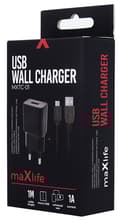 Miniatyrbillede 4 af 4: Maxlife vægoplader MXTC-01 USB (1A) + microUSB-kabel, sort