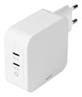 Miniatyrbillede 1 af 5: DELTACO USB-C wall charger, GaN technology, 2x USB-C PD, total 100 W