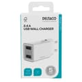 Miniatyrbilde 5 av 6: DELTACO USB-vegglader, 2x USB-A, 2,4 A, totalt 12 W, hvit