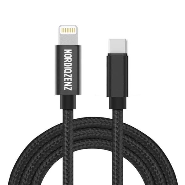 NORDIQZENZ USB-C til Lightning Tekstilkabel, 1m, Svart