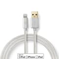 Miniatyrbild 1 av 11: Nedis Lightning Kabel | USB 2.0 | Apple Lightning, 8-stifts | USB-A Hane | 480 Mbps | Guldplaterad | 1.00 m | Rund | Flätad / Nylon | Aluminium | Kart