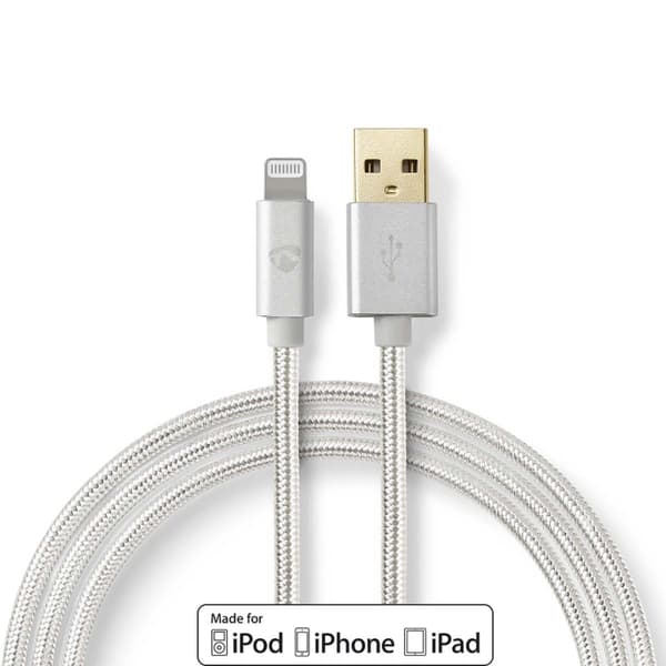 Nedis Lightning Kabel | USB 2.0 | Apple Lightning, 8-stifts | USB-A Hane | 480 Mbps | Guldplaterad | 1.00 m | Rund | Flätad / Nylon | Aluminium | Kart
