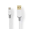Miniatyrbillede 4 af 5: Nedis Lightning Kabel | USB 2.0 | Apple Lightning 8-pin | USB-A Han | 480 Mbps | Guldplateret | 2.00 m | Runde | PVC | Grå / Hvid | Box