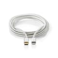 Miniatyrbilde 3 av 11: Nedis Lightning Kabel | USB 2.0 | Apple Lightning 8-Pinners | USB-C™ Hann | 480 Mbps | Gull belagt | 1.00 m | Rund | Flettet / Nylon | Aluminium / Søl