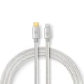 Miniatyrbilde 4 av 11: Nedis Lightning Kabel | USB 2.0 | Apple Lightning 8-Pinners | USB-C™ Hann | 480 Mbps | Gull belagt | 1.00 m | Rund | Flettet / Nylon | Aluminium / Søl