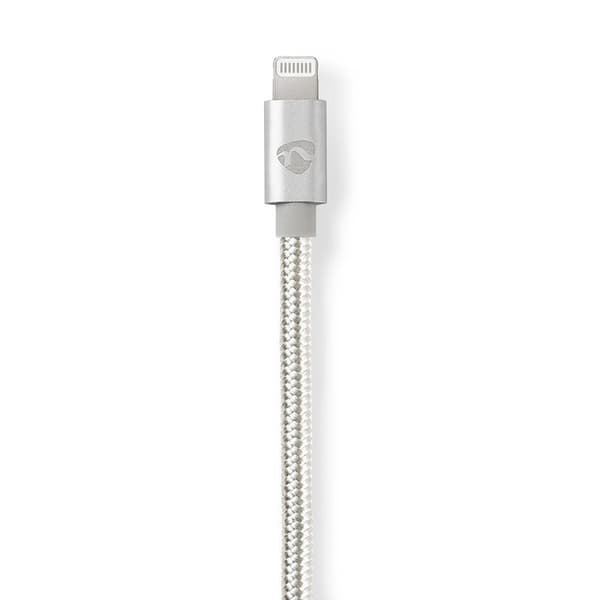 Nedis Lightning Kabel | USB 2.0 | Apple Lightning 8-Pinners | USB-C™ Hann | 480 Mbps | Gull belagt | 1.00 m | Rund | Flettet / Nylon | Aluminium / Søl