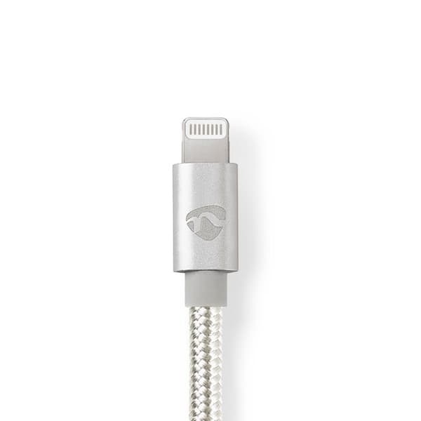 Nedis Lightning Kabel | USB 2.0 | Apple Lightning 8-Pinners | USB-C™ Hann | 480 Mbps | Gull belagt | 1.00 m | Rund | Flettet / Nylon | Aluminium / Søl