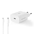 Miniatyrbilde 2 av 11: Nedis vegg lader | 20 W | PD3.0 20W | Hurtigladefunksjon | 1.67 A / 2.22 A / 3.0 A | Antall utganger: 1 | USB-C™ | Lightning 8-Pin (Løs) Kabel | 1.00