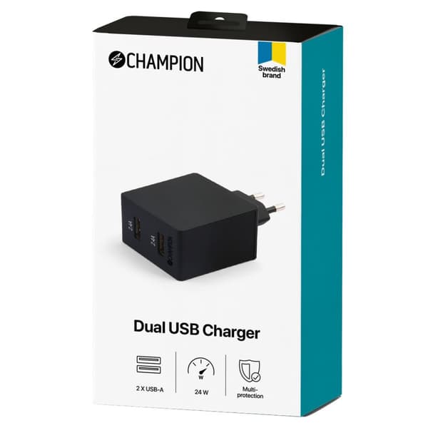 Champion Lader 24W 2-port svart