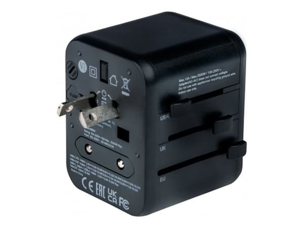 Verbatim Universal Travel Adapter UTA-02, jossa 1xUSB-A, 1xUSB-C vähittäismyyntipakkaus
