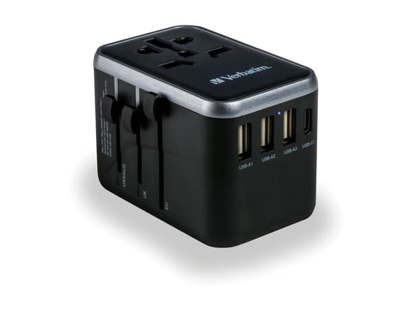 Verbatim Universal Travel Adapter UTA-04 3xUSB-A,2xUSB-C vähittäismyyntipakkaus