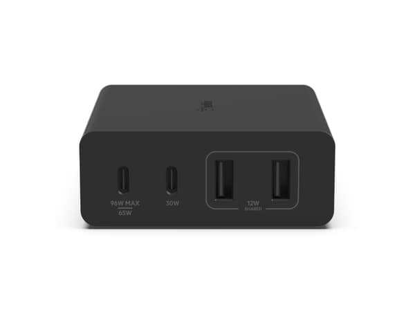 Belkin BoostCharge Pro - Strömadapter - GaN-teknik - 108 Watt - Fast Charge, PD 3.0 - 4 utdatakontakter (2 x USB, 2 x USB-C) - svart