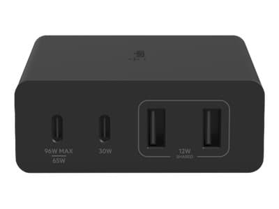 Belkin BoostCharge Pro - Strömadapter - GaN-teknik - 108 Watt - Fast Charge, PD 3.0 - 4 utdatakontakter (2 x USB, 2 x USB-C) - svart