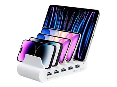 Compulocks 5 Port USB-C and USB-A Charging Dock with EU - Laddningsstation - 150 Watt - 10 utdatakontakter (5 x USB-C, 5 x 4-stifts USB typ A) - EU