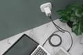 Miniatyrbilde 3 av 5: Digitus - Strømadapter - GaN - 65 watt - 3.25 A - PD 3.0 - 2 utgangskontakter (24 pin USB-C) - på kabel: USB-C - hvit