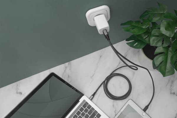 Digitus - Strømadapter - GaN - 65 watt - 3.25 A - PD 3.0 - 2 utgangskontakter (24 pin USB-C) - på kabel: USB-C - hvit
