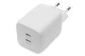 Miniatyrbilde 2 av 5: Digitus - Strømadapter - GaN - 65 watt - 3.25 A - PD 3.0 - 2 utgangskontakter (24 pin USB-C) - på kabel: USB-C - hvit
