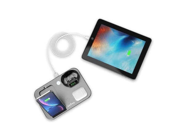 Veho DS-7 Qi, Matkapuhelin/älypuhelin, Älykello, Tabletti, USB Type-C, Hopea, Kiina, 1 m, 5 V