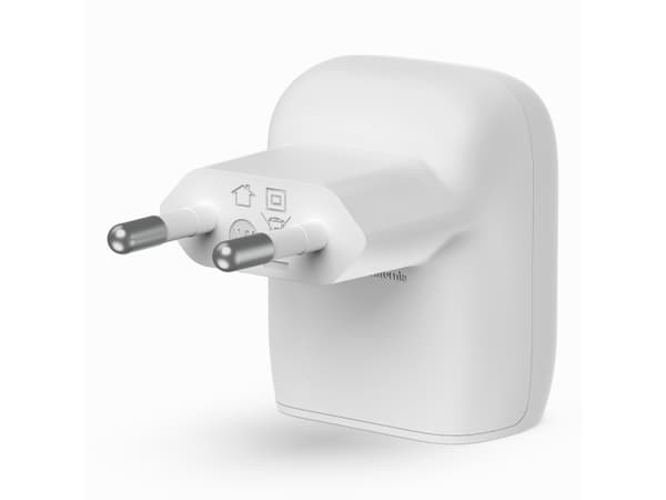 Belkin BoostCharge - Strömadapter - 20 Watt - Fast Charge, Strömmatning 3.1 (24 pin USB-C) - på kabel: Lightning - vit