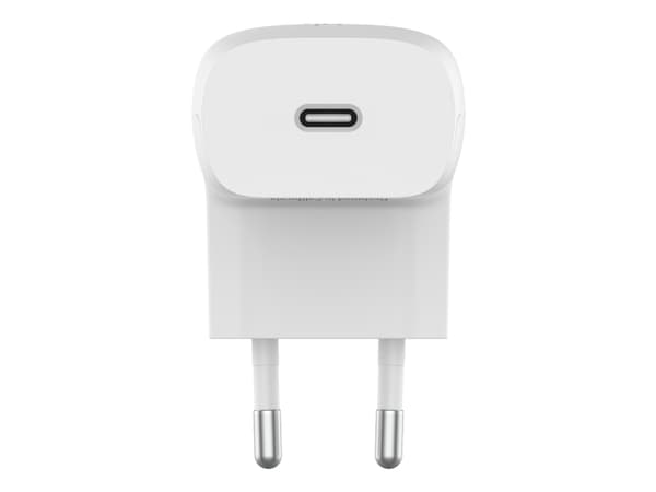 Belkin BoostCharge - Strömadapter - 20 Watt - Fast Charge, Strömmatning 3.1 (24 pin USB-C) - på kabel: Lightning - vit