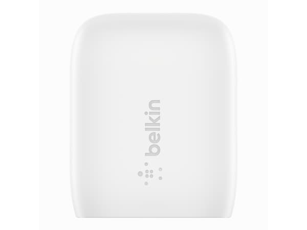 Belkin BoostCharge - Strömadapter - 20 Watt - Fast Charge, Strömmatning 3.1 (24 pin USB-C) - på kabel: Lightning - vit