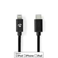 Pikkukuva 5 / 6: Nedis Lightning Kaapeli | USB 2.0 | Apple Lightning 8-Pin | USB-C™ Uros | 480 Mbps | Niklattu | 2.00 m | Pyöreä | PVC | Musta | Kirjekuori