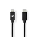 Pikkukuva 1 / 6: Nedis Lightning Kaapeli | USB 2.0 | Apple Lightning 8-Pin | USB-C™ Uros | 480 Mbps | Niklattu | 2.00 m | Pyöreä | PVC | Musta | Kirjekuori