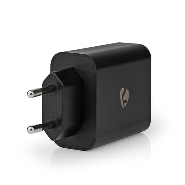 Nedis vegg lader | 65 W | Hurtigladefunksjon | 2.0 / 2.25 A / 3.25 A A | Antall utganger: 2 | USB-A / USB-C™ | Automatisk Spenning Utvalg | Sort