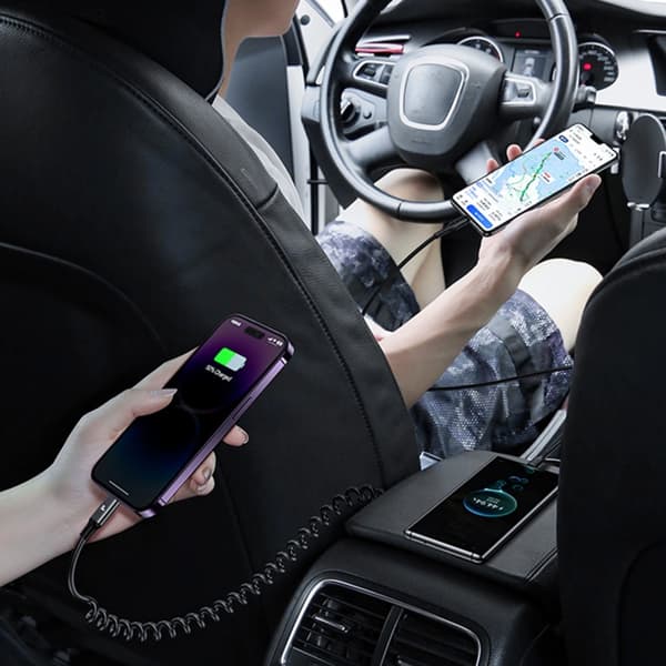 USAMS Biloplader 60W Car Charger with Spring Cable