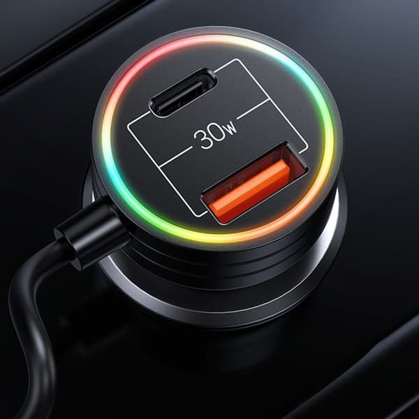 USAMS Biloplader 60W Car Charger with Spring Cable