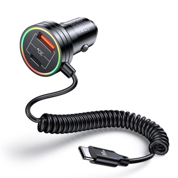 USAMS Biloplader 60W Car Charger with Spring Cable