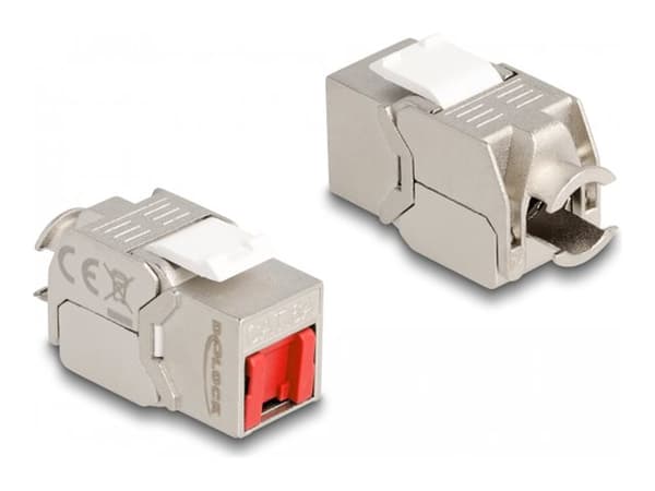 DeLOCK 87952, Tasainen, Metallinen, Punainen, Valkoinen, RJ-45, LSA, Naaras, Naaras