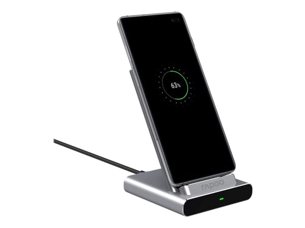 Rapoo XC350 - Trådlöst laddställ - 15 Watt - QC 3.0 - silver - Europa