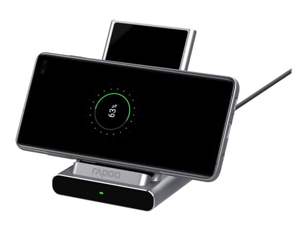 Rapoo XC350 - Trådlöst laddställ - 15 Watt - QC 3.0 - silver - Europa Silver