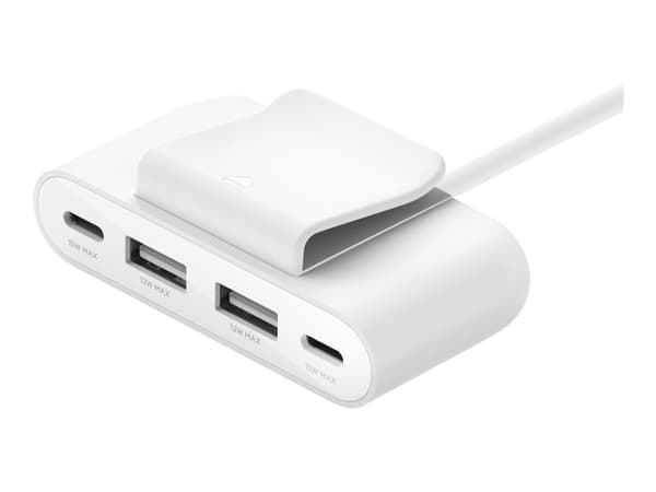 Belkin BUZ001bt2MWHB7, USB Type-C, USB 3.2 Gen 1 (3.1 Gen 1) Type-A, USB Type-C, Valkoinen, Pyöreä kaapeli, 2 m, 1 kpl
