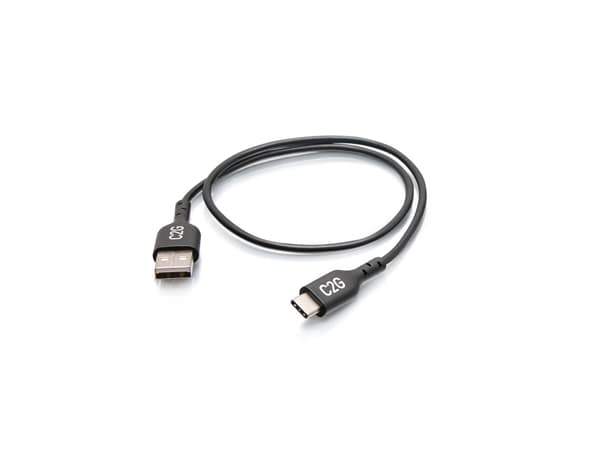 C2G 1.5ft USB C to USB A Adapter Cable - USB 2.0 - 480Mbps - M/M - USB-kabel - 24 pin USB-C (hane) till USB (hane) - USB 2.0 - 50 cm - svart