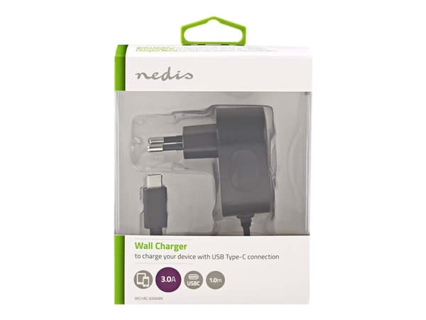 Nedis WCHAC300ABK - Strømadapter - 3 A (24 pin USB-C) - svart