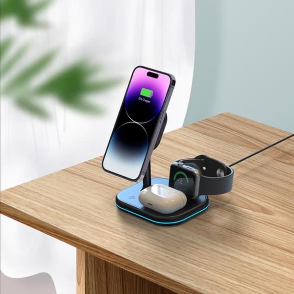 Tech-Protect 3-in-1 Trådlös Laddare Magsafe iPhone, Apple Watch, AirPods - Svart