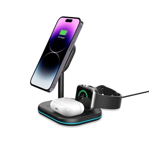 Tech-Protect 3-in-1 Trådlös Laddare Magsafe iPhone, Apple Watch, AirPods - Svart